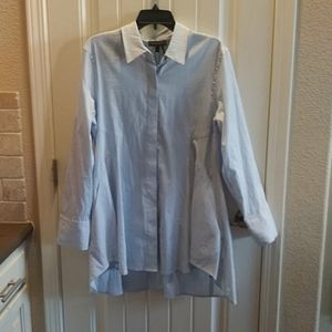 Donna Karan New York flared stripe button-up shirt